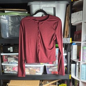 Elegant Maroon Button-Down Women's Shirt